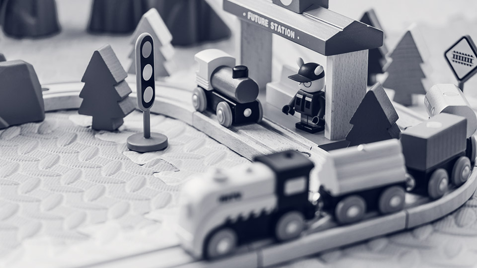 Toy train station