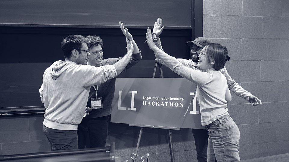 Students celebrate winning LII Hackathon